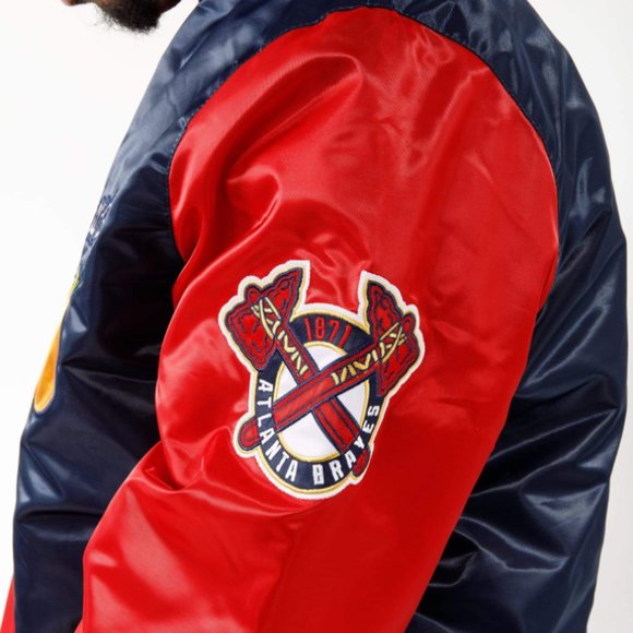 Starter Atlanta Braves MLB Satin Bomber Jacket Authentic Black Label - Picture 2 of 5